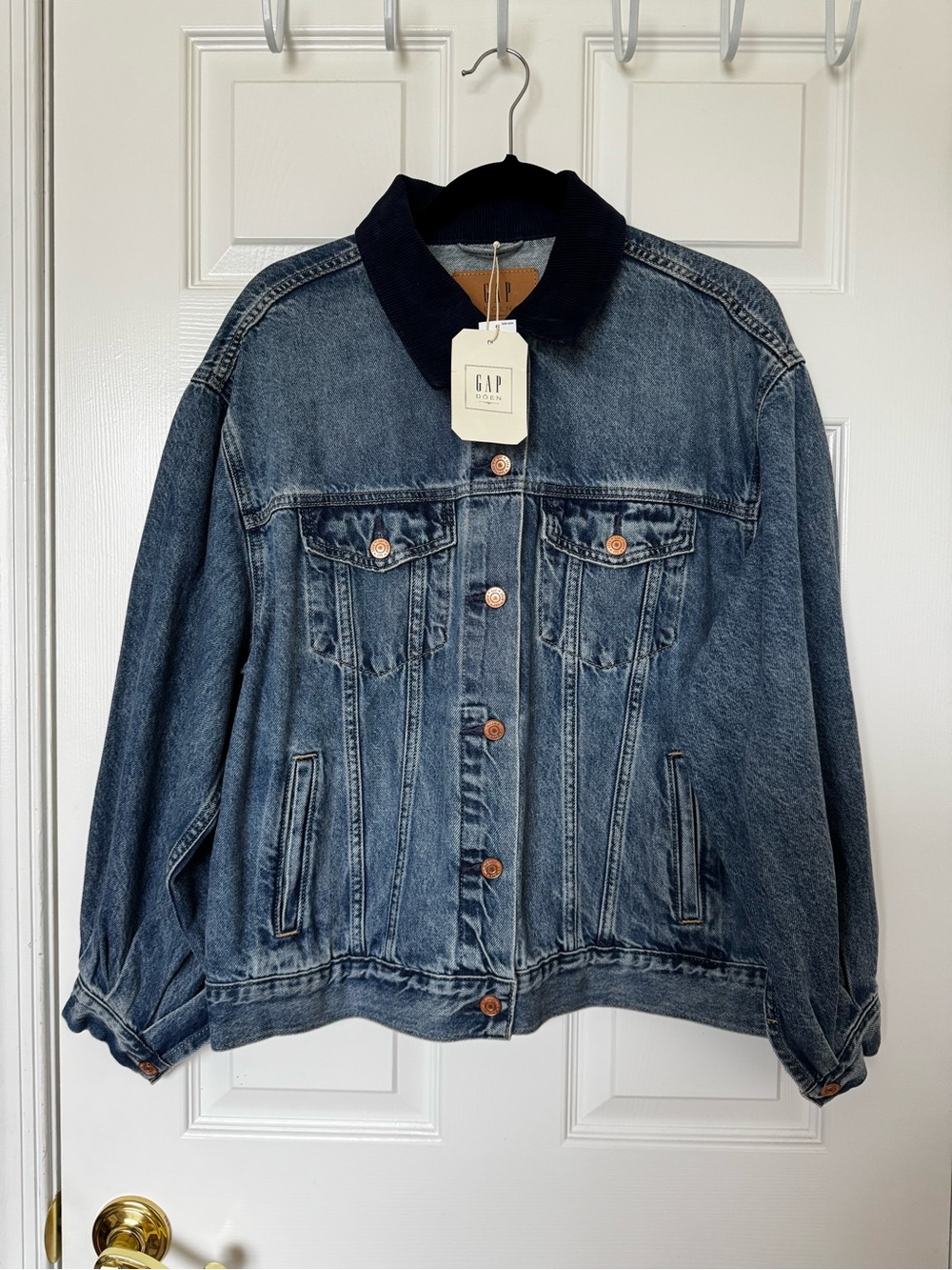 Gap x DÔEN Oversized Icon Denim Jacket with Navy Corduroy Collar